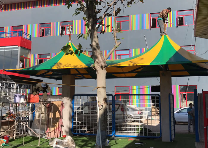 收費(fèi)站崗?fù)つそY(jié)構(gòu),充氣膜煤棚,法國(guó)法拉利膜材